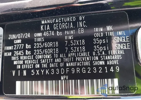 2024 Kia Sportage Ex z USA, uszkodzony, nr VIN 5XYK33DF9RG232149